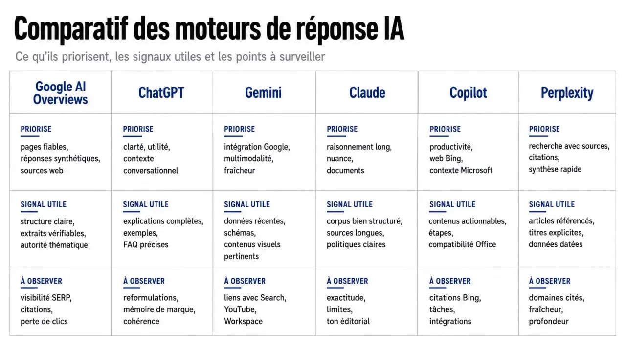 Cómo aparecer en ai: comparación de plataformas de IA y señales clave de citación
