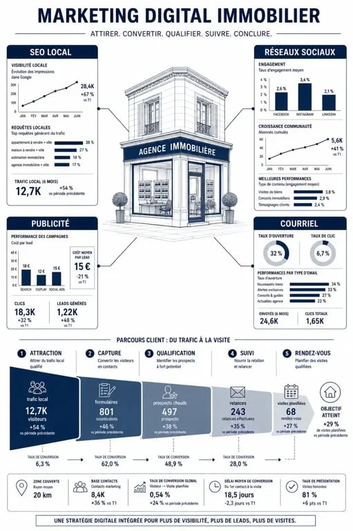 Marketing digital inmobiliario: embudo de captación, SEO local y canales digitales para una agencia inmobiliaria