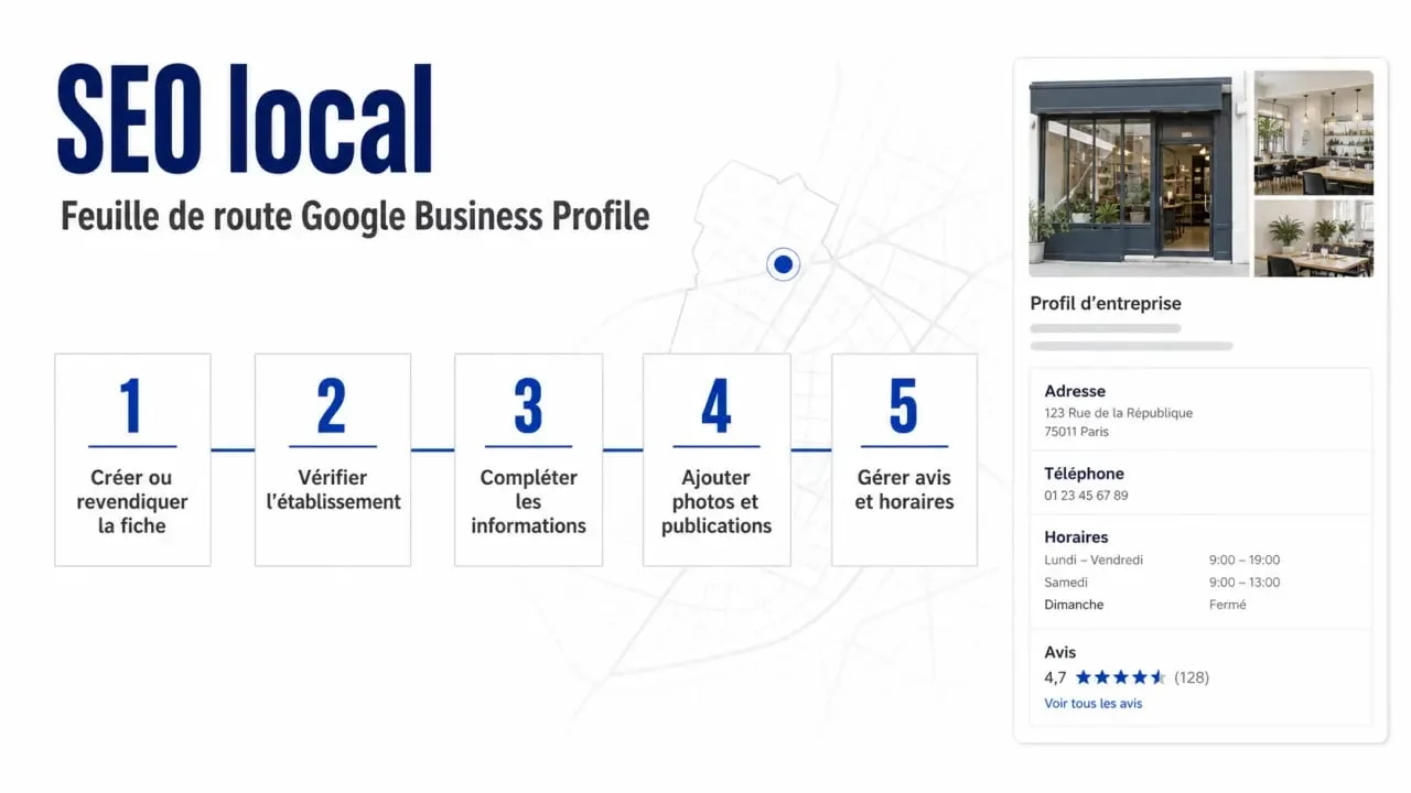 SEO local Google My Business : feuille de route visuelle pour optimiser un profil d’entreprise Google